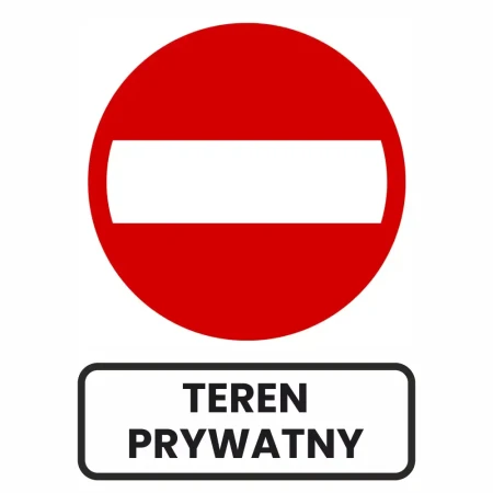 Zestaw - Znak B-2 600mm + Tabliczka 600x200 mm - Teren Prywatny - folia odblaskowa I generacji - sklep drogowy Widrog.webp