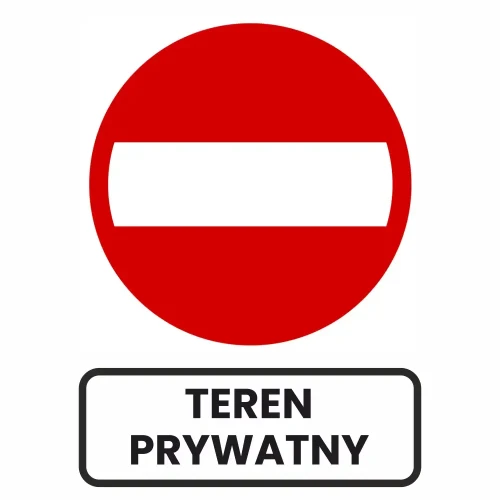 Zestaw - Znak B-2 600mm + Tabliczka 600x200 mm - Teren Prywatny - folia I generacji 