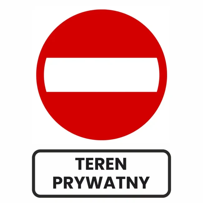 Zestaw - Znak B-2 600mm + Tabliczka 600x200 mm - Teren Prywatny - folia odblaskowa I generacji - sklep drogowy Widrog.webp