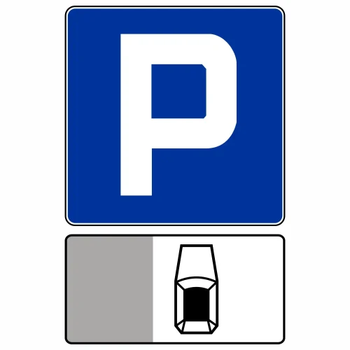 Zestaw - znak D-18 + tabliczka T-30 - Parking i sposób parkowania - folia I generacji 