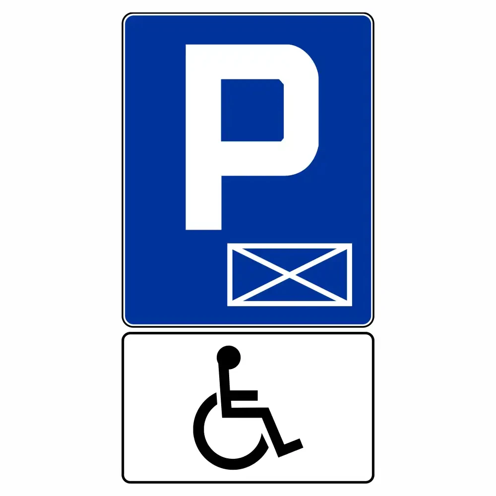Zestaw - znak D-18a + T-29 - Parking dla osoby niepełnosprawnej - folia odblaskowa I generacji - sklep drogowy Widrog.webp