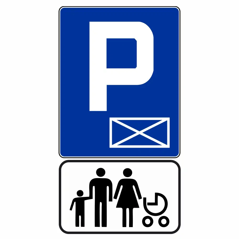Zestaw Znak D-18a + Tabliczka z Grafiką – Parking dla Rodziny z Dziećmi - folia odblaskowa I generacji - sklep drogowy Widrog.webp