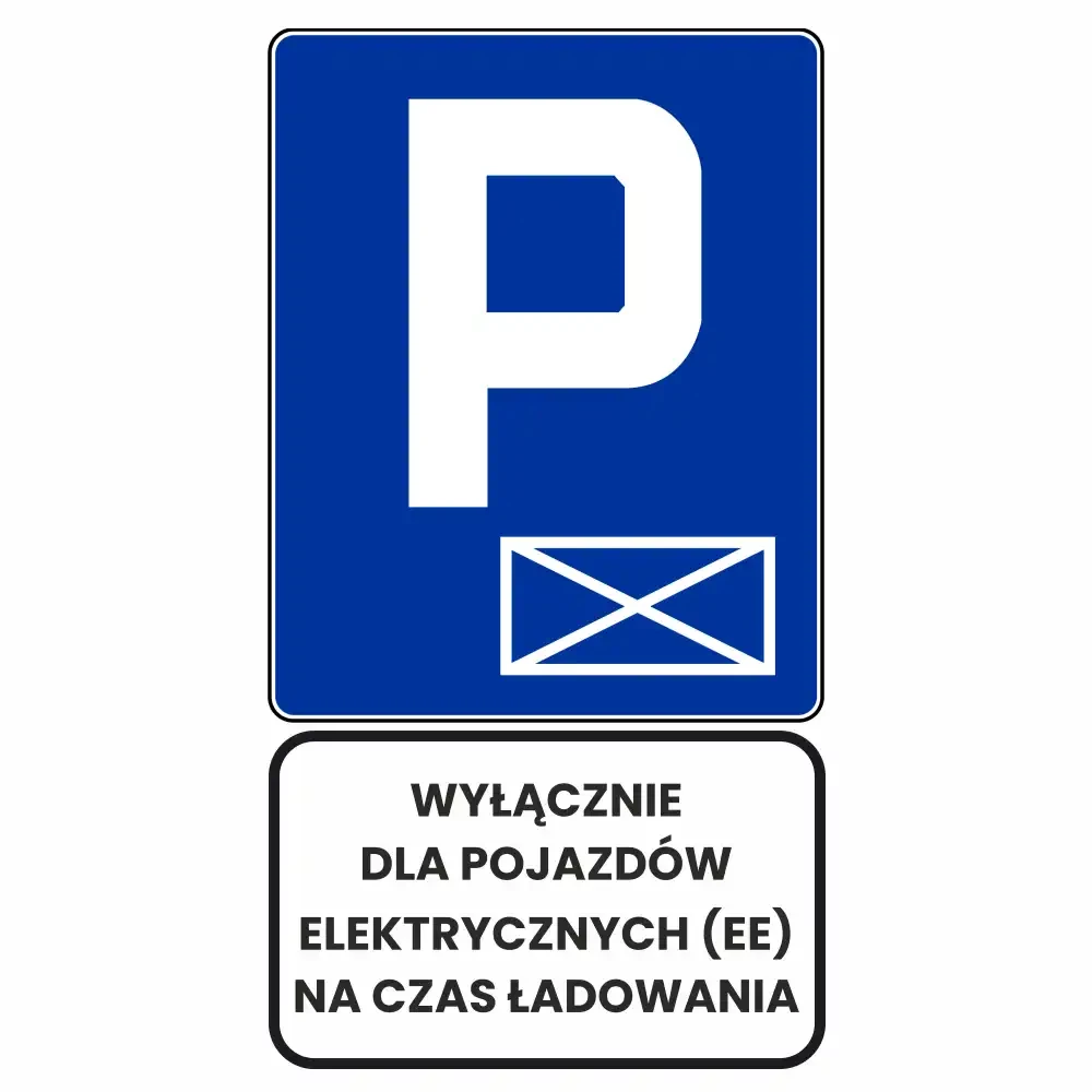 Zestaw Znaków D-18a + Tabliczka dla Pojazdów Elektrycznych – folia odblaskowa I generacji - sklep drogowy Widrog.webp