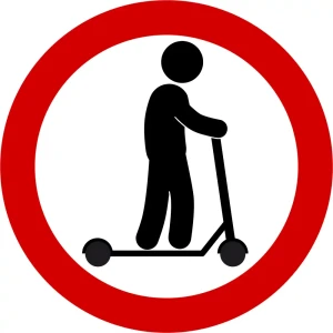 Zakaz ruchu hulajnóg - folia odblaskowa I generacji - fi 600 mm 