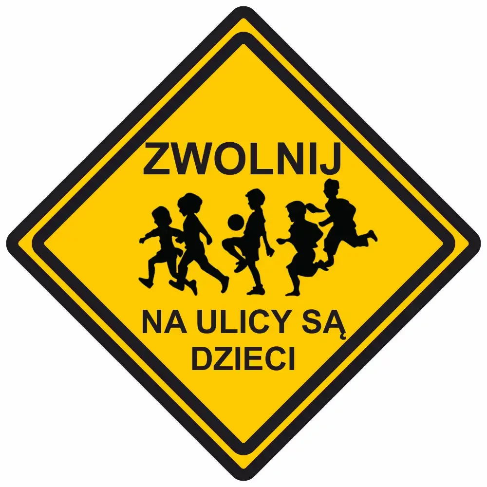 Tablica - Znak ZWOLNIJ Na ulicy są dzieci - 600-600 mm - folia odblaskowa I generacji - sklep drogowy Widrog.webp