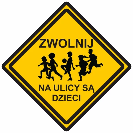 Tablica - Znak ZWOLNIJ Na ulicy są dzieci - 600-600 mm - folia odblaskowa I generacji - sklep drogowy Widrog.webp