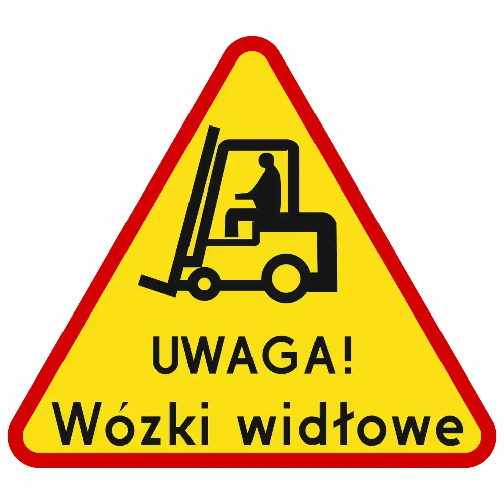 Znak - Uwaga Wózek widłowy - 750 mm - folia odblaskowa I generacji - sklep drogowy Widrog.webp