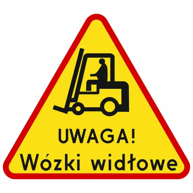 Znak - Uwaga Wózek widłowy - 750 mm - folia odblaskowa I generacji - sklep drogowy Widrog.webp