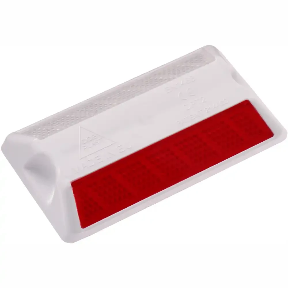 Punktowy element odblaskowy DPT2, jednostronnie czerwone kocie oczka, przytwierdzane na klej bitumiczny lub poliuretanowy