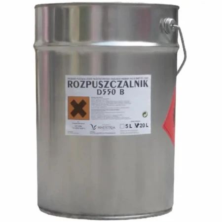 Rozpuszczalnik D550 B - łatwopalny, 5L/20L. Idealny do zastosowań przemysłowych. Wysoka jakość, bezpieczeństwo. Chemia budowlana, rozcieńczalniki, rozpuszczalniki. Kup teraz w naszym sklepie.