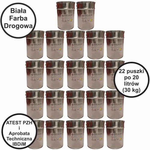 Farba Drogowa BANDAX SPRINT – Biała – 22 Puszki po 20 Litrów (30 kg).webp