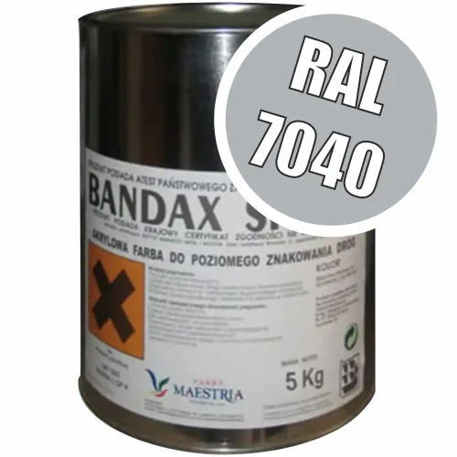 Farba drogowa Bandax Sprint szara RAL 7040 5kg. Wysokiej jakości akrylowa farba do poziomego znakowania dróg. Idealna do trwałego i widocznego oznakowania. Zapewnia doskonałą przyczepność i odporność na ścieranie. Kup online farbę drogową Bandax Sprint!