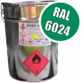 Farba drogowa BANDAX SPRINT RAL 6024 zielony. Profesjonalna, szybkoschnąca farba do znakowania poziomego dróg, parkingów i hal, opakowanie 30 kg. Etykieta z oznaczeniami bezpieczeństwa i piktogramem łatwopalności.