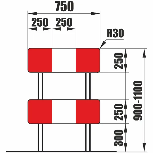 Zapora U-20c 750x250 mm Folia II Gen. + Komplet Stojaków i Podstaw – Zestaw