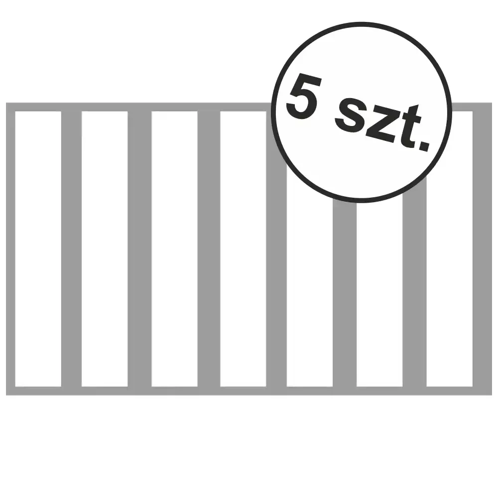 Zestaw 5 białych pasów Termoznaku P-10 (Przejście dla Pieszych) 100x50 cm. Trwałe oznakowanie poziome z termoplastu PREMARK™ o wysokiej odblaskowości. Idealne do bezpiecznego wyznaczania przejść dla pieszych w ruchu miejskim. Łatwy i szybki montaż