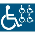 Termoznak P-24 dla niepełnosprawnych, zestaw 5 sztuk. Białe symbole wózków na niebieskim tle. Trwałe oznakowanie poziome PREMARK 1300x1112 mm. Wyznaczanie miejsc parkingowych zgodnie z przepisami. Wysoka jakość, odblaskowość i szybki montaż
