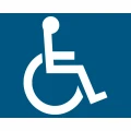 Termoznak P-24 dla niepełnosprawnych, wymiary 1300x1112 mm. Biały symbol wózka inwalidzkiego na niebieskim tle. Trwałe oznakowanie poziome PREMARK. Doskonała odblaskowość, szybka aplikacja. Znak drogowy do wyznaczania parkingów