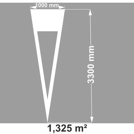 Termoznak P-15 Trójkąt Podporządkowania 3300x1000 mm PREMARK. Oznakowanie poziome z termoplastu, białe, wysoka odblaskowość, do dróg podporządkowanych o prędkości do 70 km/h. Wytrzymałe oznakowanie bezpieczeństwa ruchu