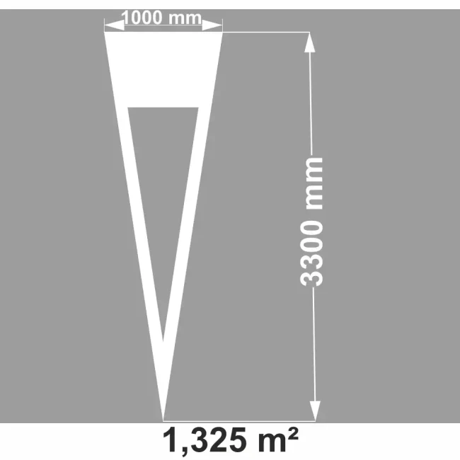 Termoznak P-15 Trójkąt Podporządkowania 3300x1000 mm PREMARK. Oznakowanie poziome z termoplastu, białe, wysoka odblaskowość, do dróg podporządkowanych o prędkości do 70 km/h. Wytrzymałe oznakowanie bezpieczeństwa ruchu