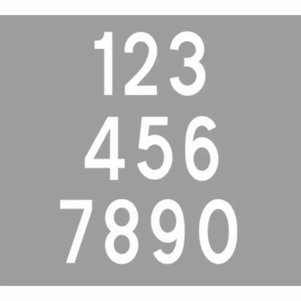 Termoznak drogowy, komplet cyfr 1-0. Białe cyfry na asfalcie. Oznakowanie poziome, Termoznaki drogowe, Cyfra 500 mm. Odblaskowość dzięki mikrokulkom szklanym. Termoznak Premark