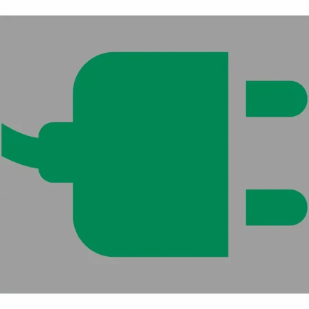 Symbol Stacji Ładowania Samochodów Elektrycznych, zielona wtyczka RAL 6024 na szarym tle, oznakowanie poziome PREMARK™ 1600x800 mm. Idealne do wyznaczania miejsc ładowania aut elektrycznych, zwiększa widoczność
