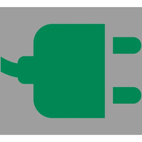 Symbol Stacji Ładowania Samochodów Elektrycznych, zielona wtyczka RAL 6024 na szarym tle, oznakowanie poziome PREMARK™ 1600x800 mm. Idealne do wyznaczania miejsc ładowania aut elektrycznych, zwiększa widoczność