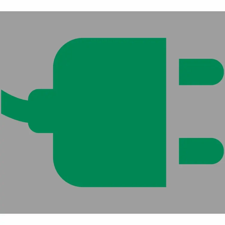 Symbol Stacji Ładowania Samochodów Elektrycznych, zielona wtyczka RAL 6024 na szarym tle, oznakowanie poziome PREMARK™ 1600x800 mm. Idealne do wyznaczania miejsc ładowania aut elektrycznych, zwiększa widoczność