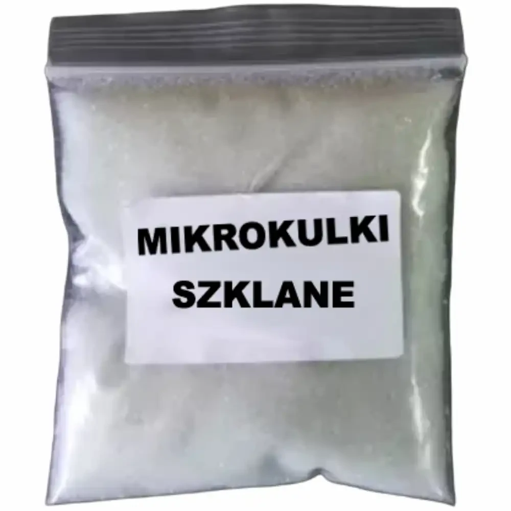 Mikrokulki szklane odblaskowe Interminglass w opakowaniu zastępczym. Drobny, biały proszek do farb drogowych, lakierów, mas termoplastycznych. Zapewniają lepszą widoczność i trwałość oznakowania poziomego, dekoracji, piaskowania i wypełniania