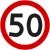 Znak drogowy B-33 Ograniczenie Prędkości 50 km/h. Koło, tło białe, obwódka czerwona, czarna cyfra 50. Średnica 600 mm, folia odblaskowa I generacji. Wysoka widoczność, trwały, niezbędny do oznakowania dróg, terenów budowy i stref ograniczonej prędkości