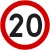 Znak drogowy B-33 Ograniczenie Prędkości 20 km/h. Koło, tło białe, obwódka czerwona, czarna liczba 20. Znak wykonany z blachy, oklejony folią odblaskową II generacji. Średnica 600 mm. Zgodny z przepisami, trwały, zwiększa bezpieczeństwo