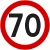 Znak drogowy B-33 ograniczenie prędkości 70 km/h okrągły 900 mm. Znak zakazu B-33 z folią odblaskową I generacji. Limit 70