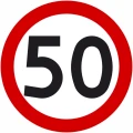Znak drogowy B-33 ograniczenie prędkości 50 km/h okrągły 900 mm. Znak zakazu B-33 z folią odblaskową II generacji. Limit 50