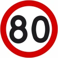 Znak drogowy B-33 ograniczenie prędkości 80 km/h okrągły 900 mm. Znak zakazu B-33 z folią odblaskową II generacji. Limit 80