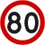 Znak drogowy B-33 ograniczenie prędkości 80 km/h okrągły 1000 mm. Znak zakazu B-33 z folią odblaskową I generacji. Limit 80 kilometrów na godzinę
