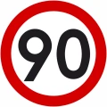 Znak drogowy B-33 ograniczenie prędkości 90 km/h okrągły 1000 mm. Znak zakazu B-33 z folią odblaskową II generacji. Limit 90 kilometrów na godzinę
