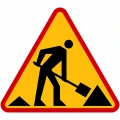 Znak drogowy A-14 Roboty Drogowe 1200 mm, wielki (W), folia 1 gen. Profesjonalne oznakowanie autostradowe, stal cynkowana, wysoka odporność