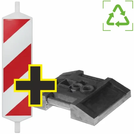 Tablica kierująca drogowa U-21 a/b z folią odblaskową 1 generacji na czarnej podstawie recyklingowej 16 kg. Profesjonalne zabezpieczenie robót drogowych i oznakowanie skrajni od Sklepu Drogowego Widrog. Trwały ogranicznik skrajni z PCV