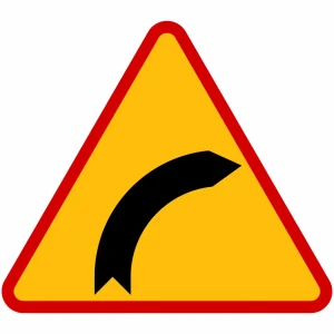 Znak Drogowy A-1 - Niebezpieczny Zakręt w Prawo - 600 mm (Folia Odblaskowa I Gen.)