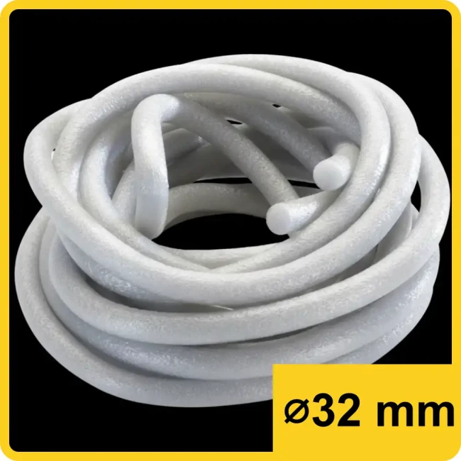Sznur dylatacyjny PE fi 32 mm, kord polietylenowy do mas zalewowych na gorąco i zimno. Biały wałek dylatacyjny zgodny z WT-2, uszczelnienie szczelin drogowych i mostowych. Sklep Drogowy Widrog – materiały do dylatacji nawierzchni bitumicznych i betonowych