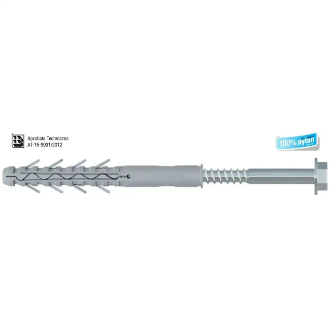 Kołek rozporowy KPR-FAST 14x160mm ze śrubą M10 do progów zwalniających. Profesjonalny łącznik ramowy nylonowy z wkrętem ocynkowanym HEX/TX. Mocowanie urządzeń BRD, aprobata AT-15-9031/2012. Wytrzymała kotwa do betonu i podłoży pełnych
