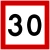 Znak BT-1 - ograniczenie prędkości - folia I generacji, kwadratowa tarcza znaku drogowego 30 km/h na biało-czerwonym tle
