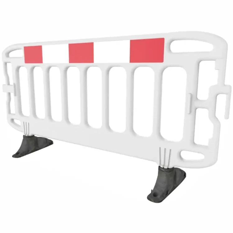Biała bariera drogowa Navigator 2 m z czerwono-białym panelem odblaskowym