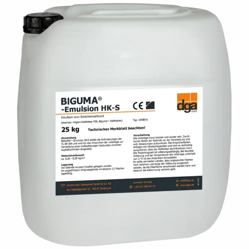 Biały kanister BIGUMA Emulsion HK-S 25 kg z czarną nakrętką i etykietą DGA