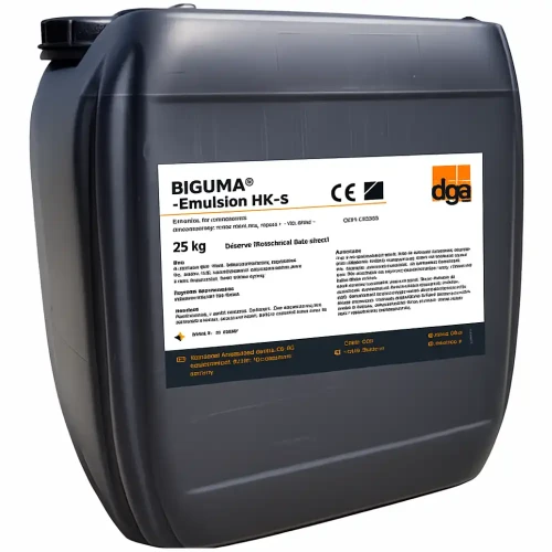 Czarny kanister BIGUMA Emulsion HK-S 25 kg z białą etykietą i logo DGA