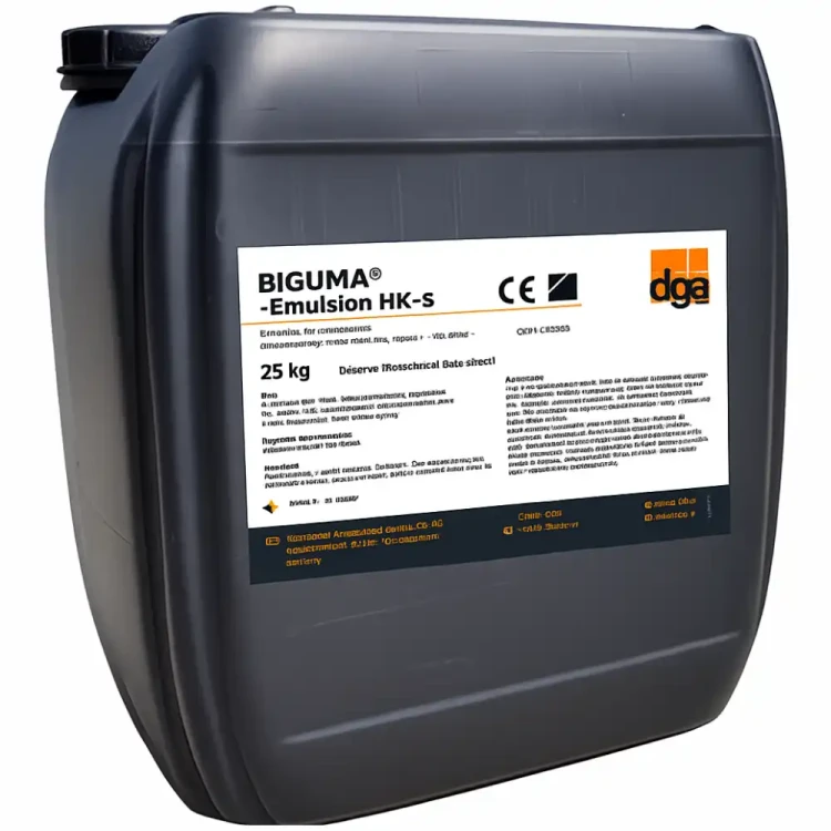 Czarny kanister BIGUMA Emulsion HK-S 25 kg z białą etykietą i logo DGA