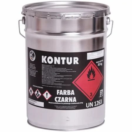Farba drogowa Kontur czarna RAL 9004 – metalowy pojemnik 20 l, 30 kg