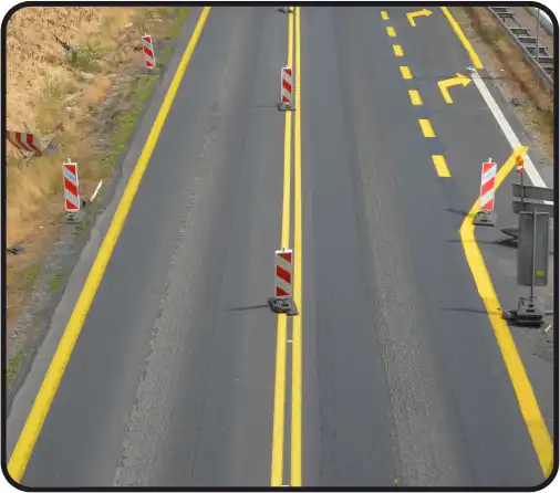 oznakowanie tymczasowe żółtą farbą