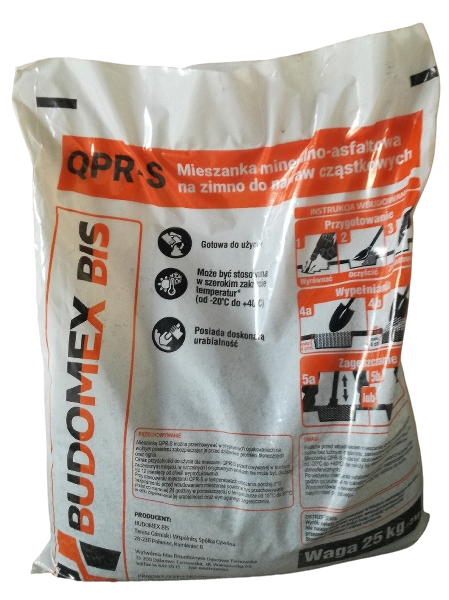 mieszanka mineralno-asfaltowa QPR-S masa na zimno - worek 25 kg